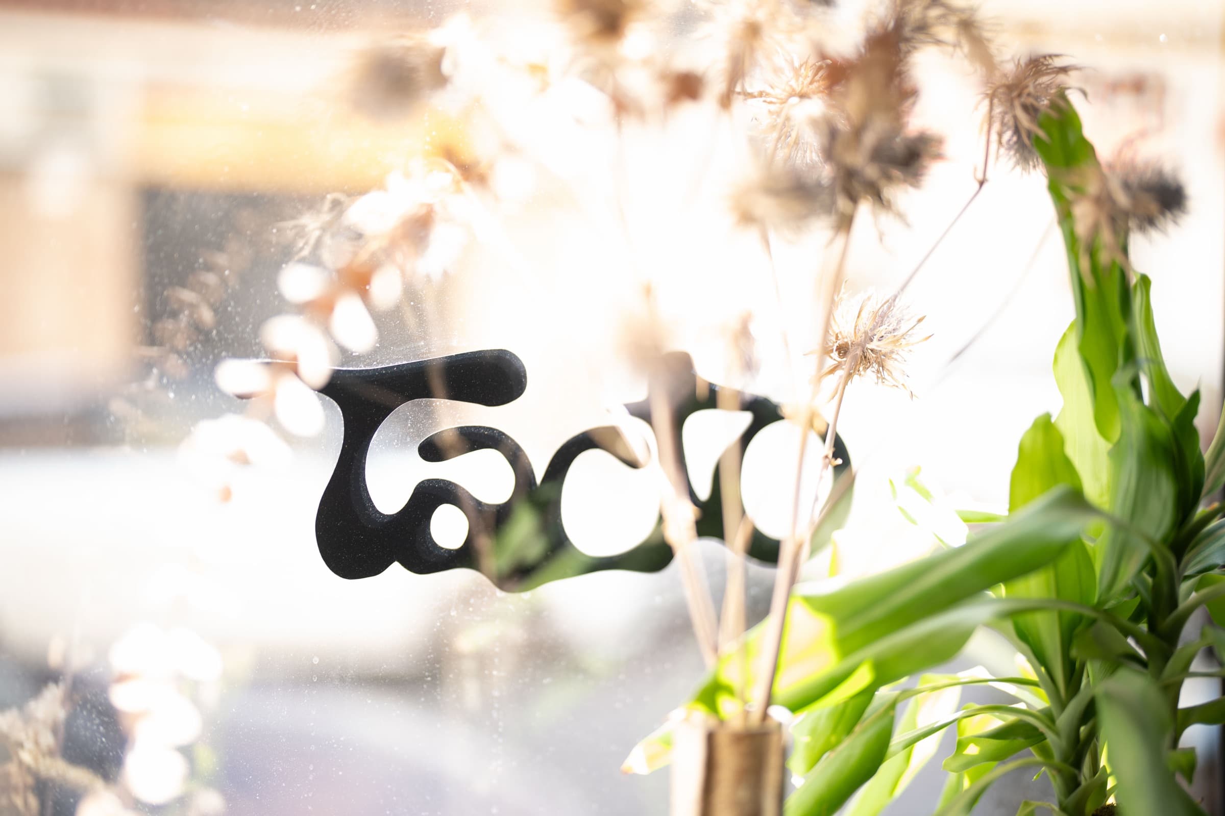 detalle del logotipo en el escaparate